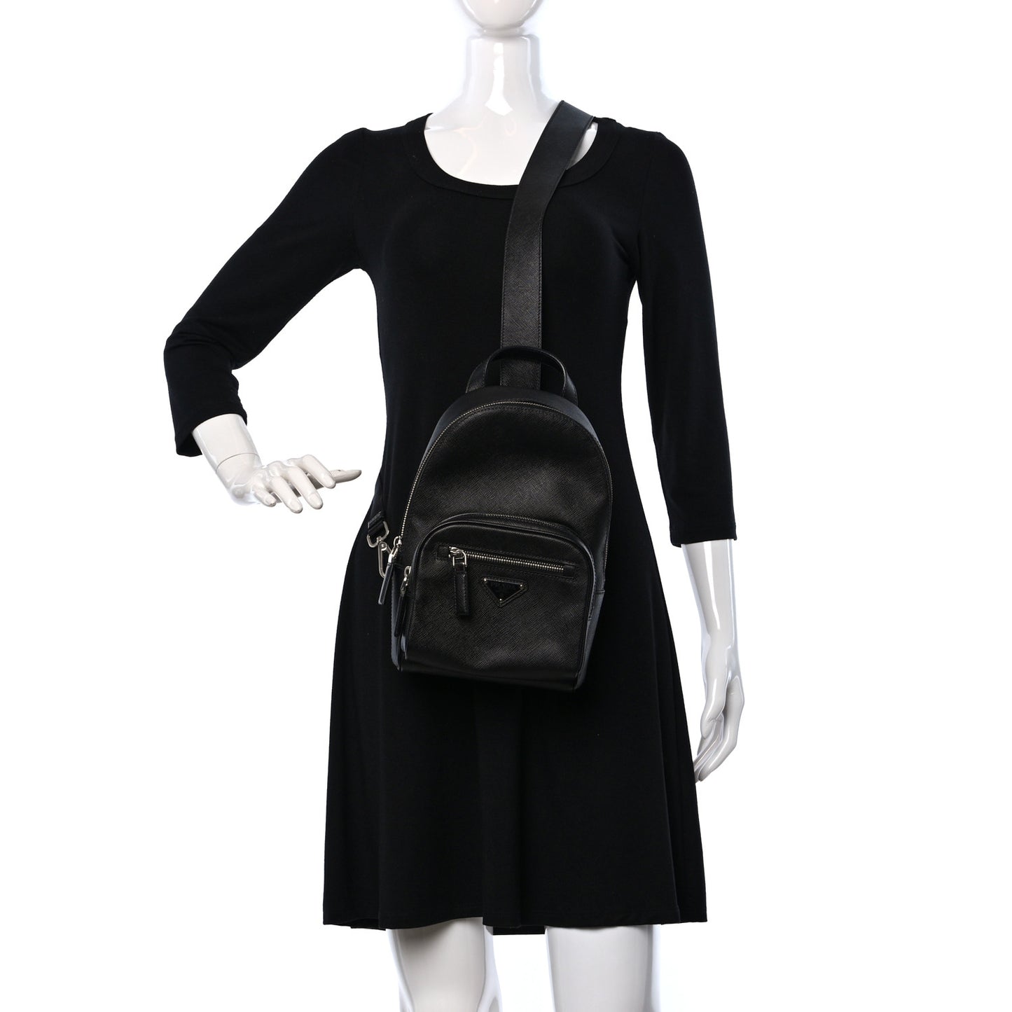 Saffiano Sling Backpack Black