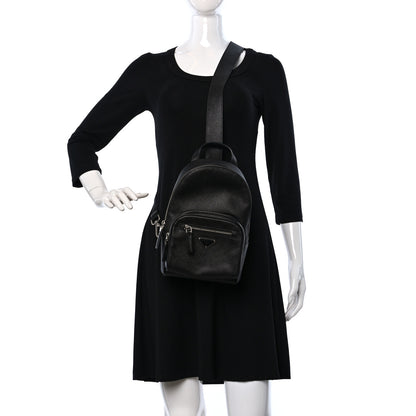 Prada Saffiano Sling Backpack Black 2 of 7
