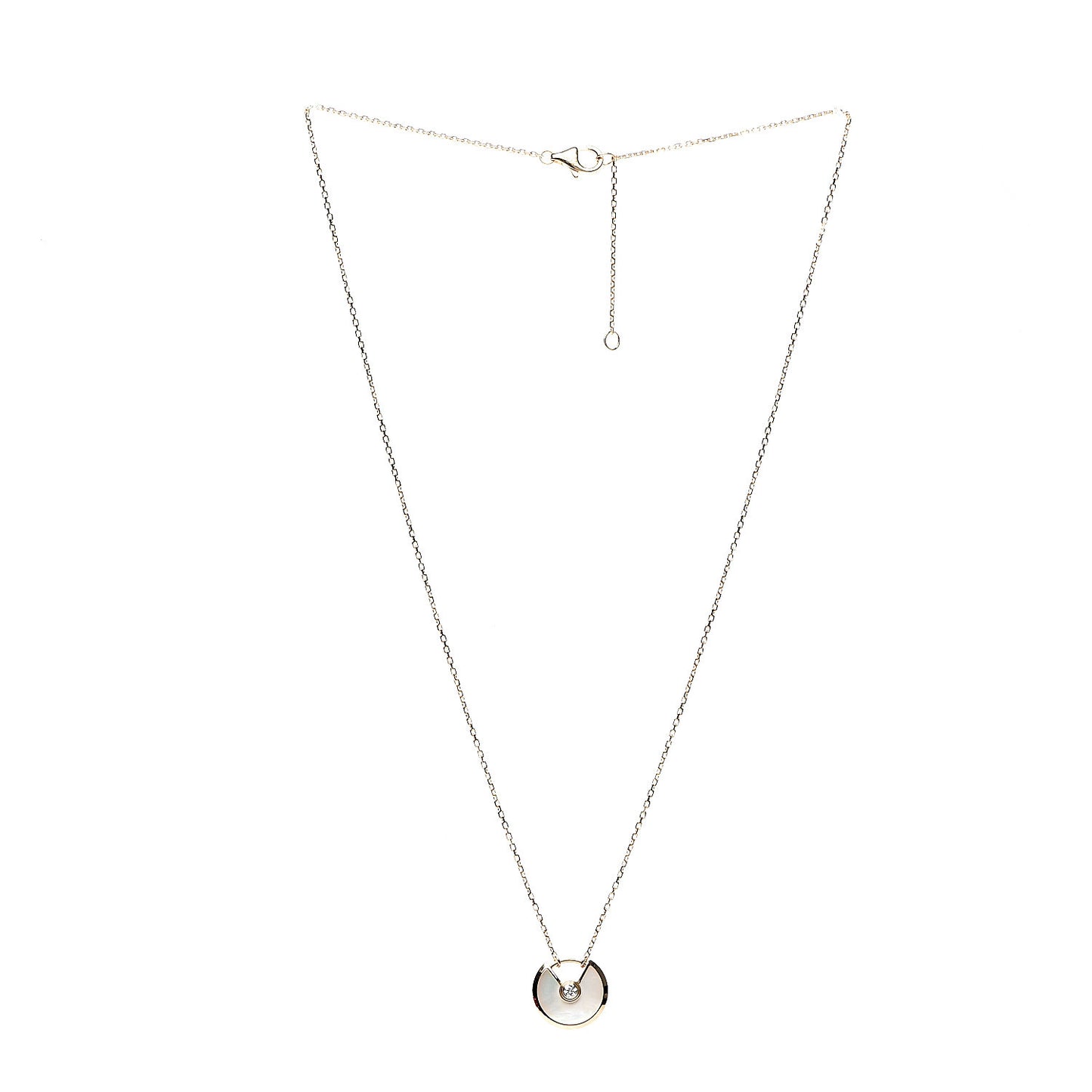 18K Yellow Gold Diamond Mother of Pearl XS Amulette de Cartier Pendant Necklace
