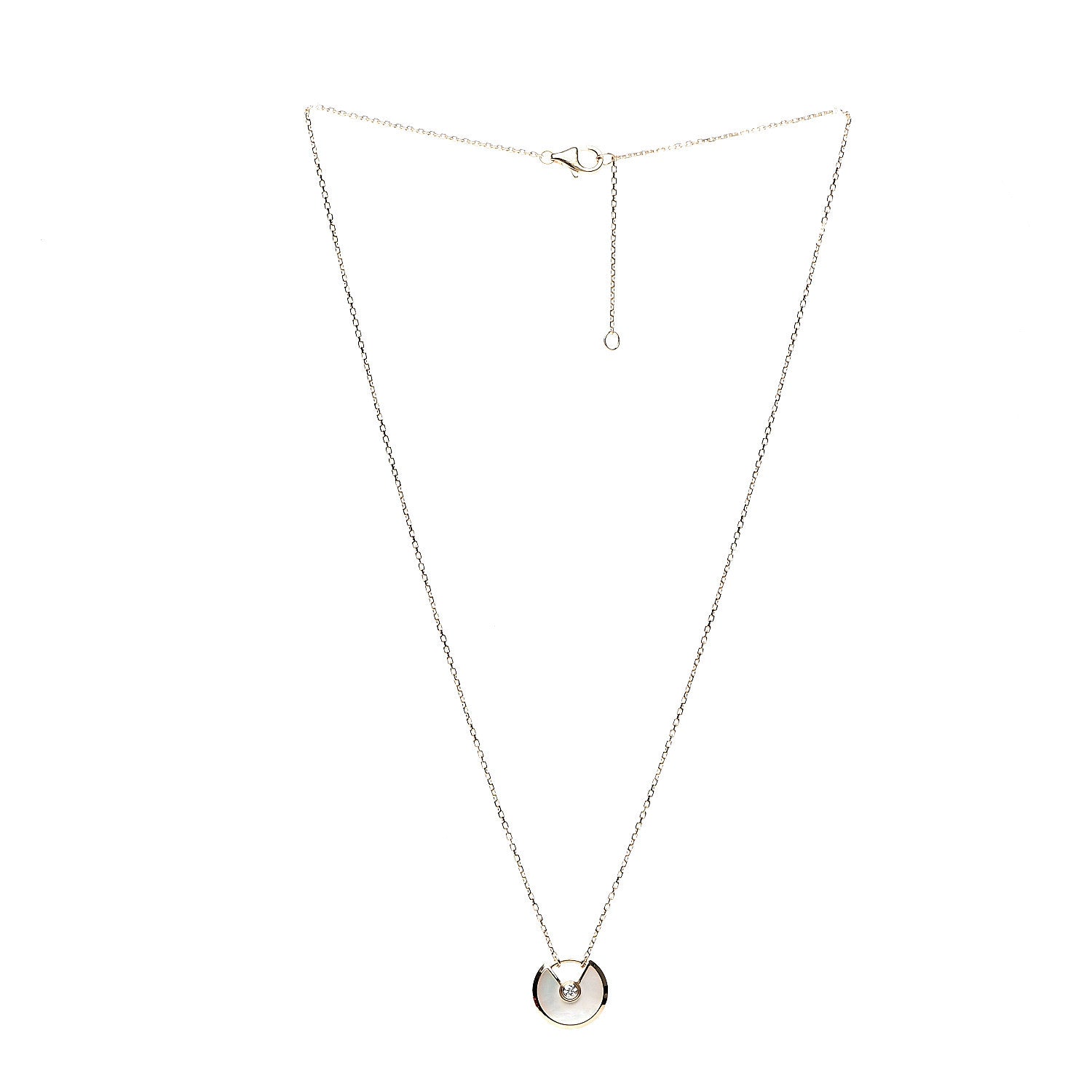 Cartier 18K Yellow Gold Diamond Mother of Pearl XS Amulette de Cartier Pendant Necklace 2 of 5