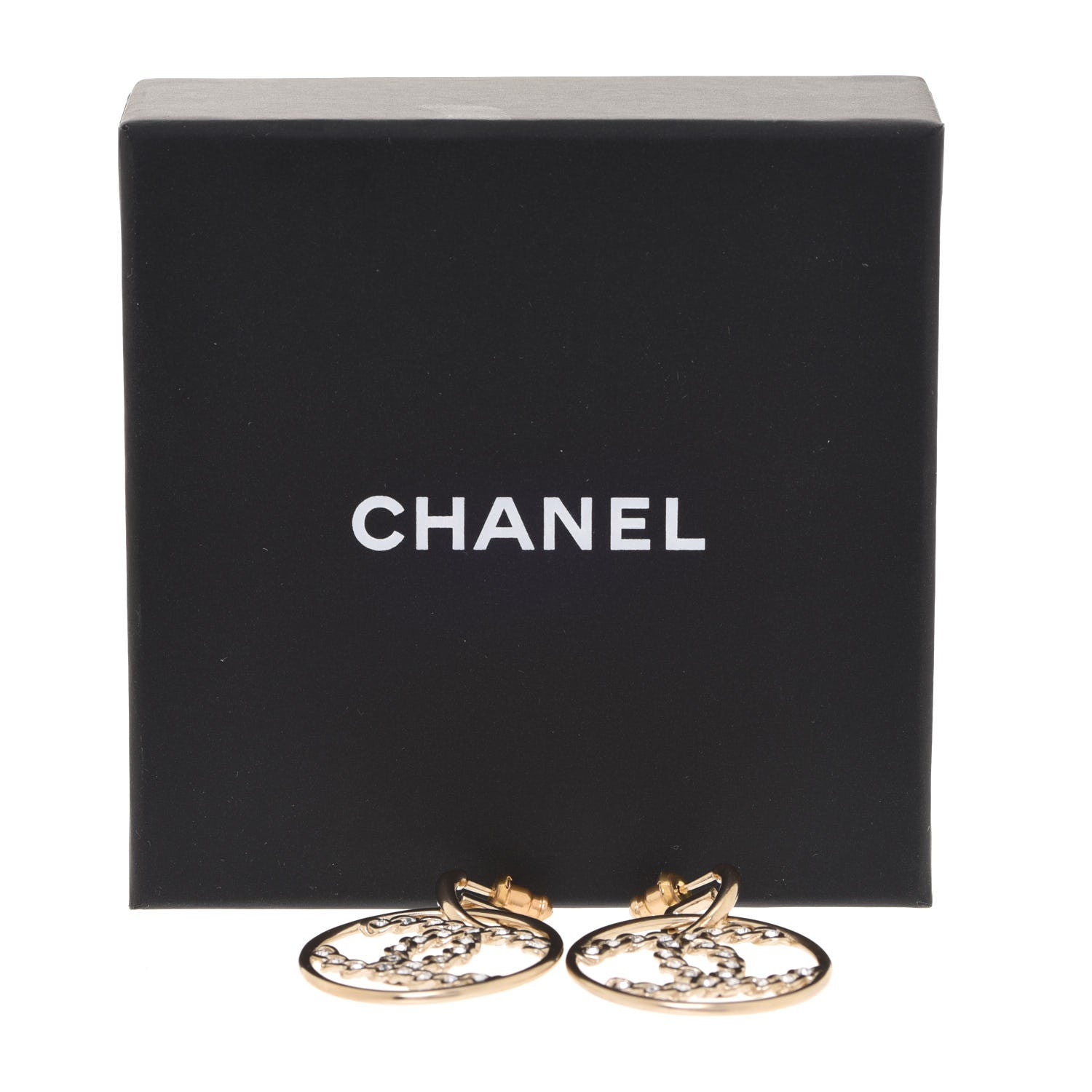 Chanel Crystal Chain Chanel Strass CC Drop Earrings Gold 5 of 5