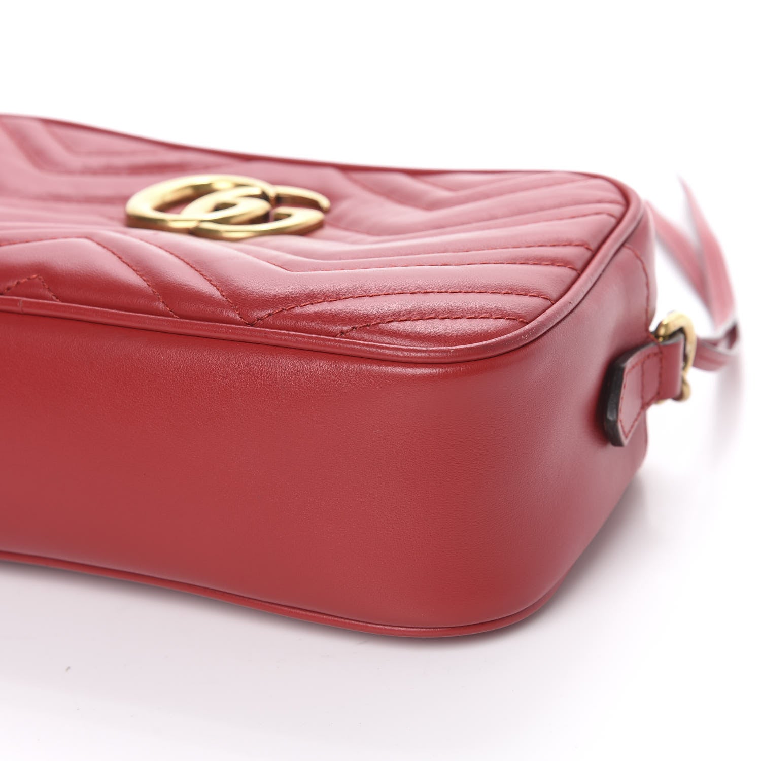 Gucci Calfskin Matelasse Small GG Marmont Chain Shoulder Bag Hibiscus Red 8 of 10