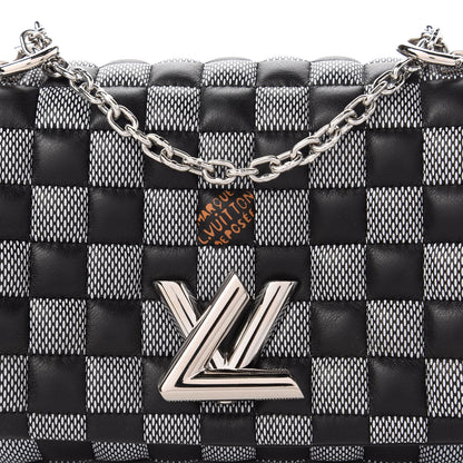 Louis Vuitton Calfskin Damier Twist Shoulder Bag BB Black White 10 of 11