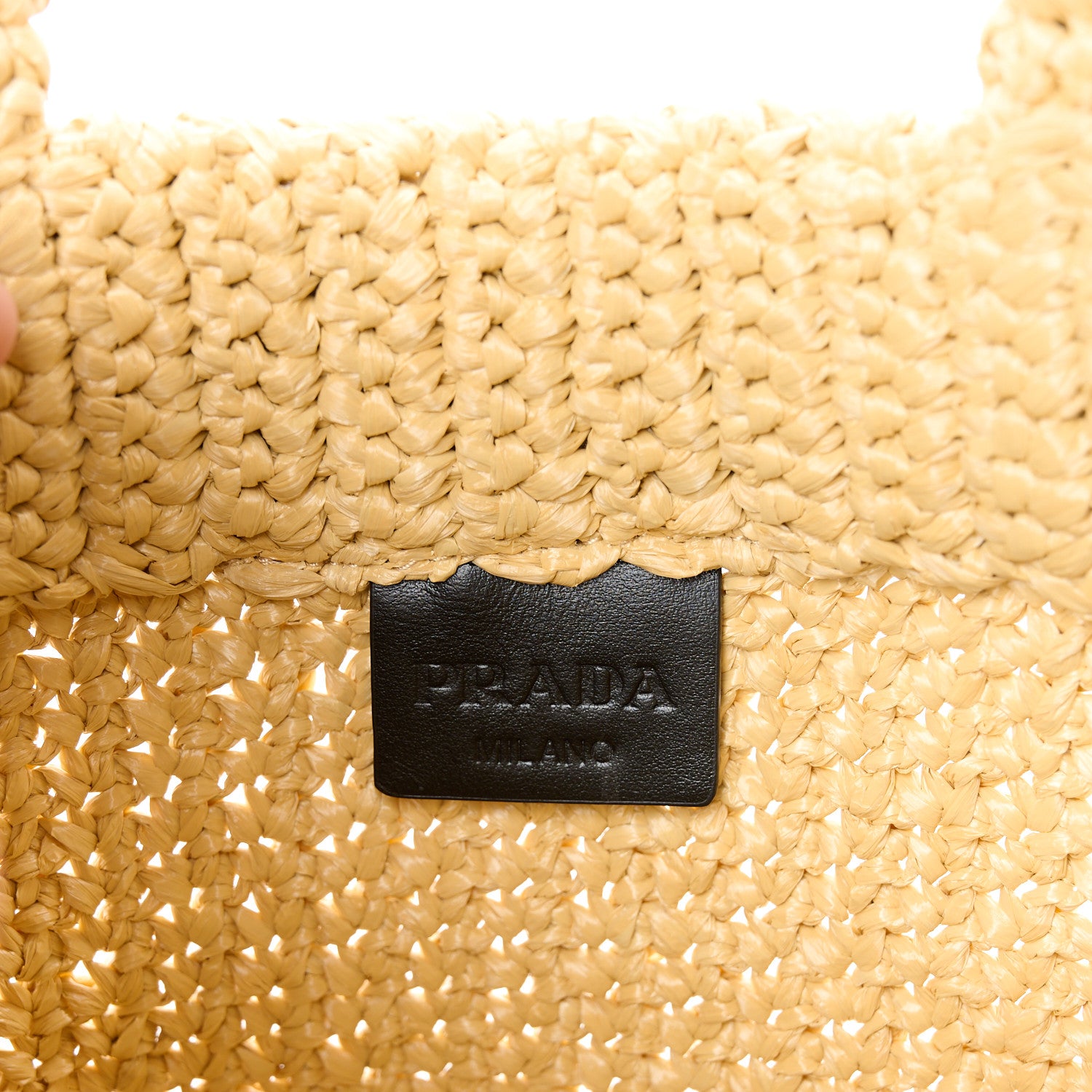 Prada Yarn Raffia Effect Crochet Embroidered Small Logo Tote Naturale 6 of 12