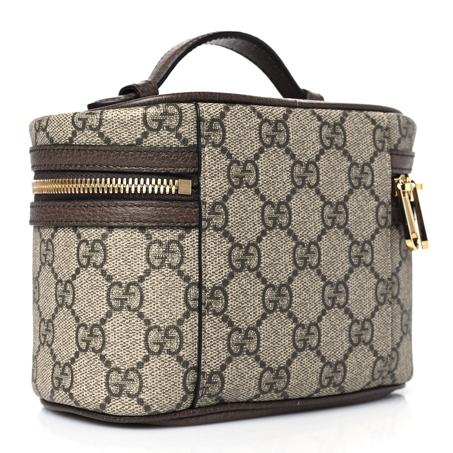 Gucci GG Supreme Monogram Textured Calfskin Web Ophidia Vanity Cosmetic Case Beige Ebony New Acero 3 of 10