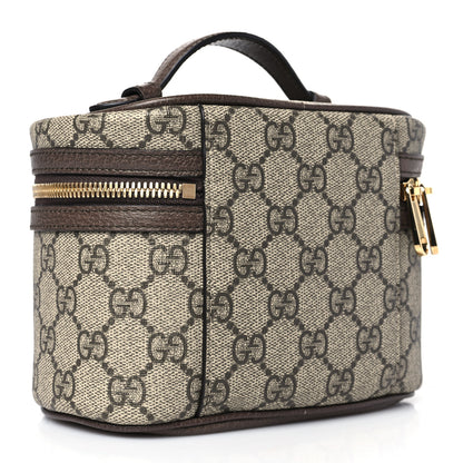 Gucci GG Supreme Monogram Textured Calfskin Web Ophidia Vanity Cosmetic Case Beige Ebony New Acero 3 of 10