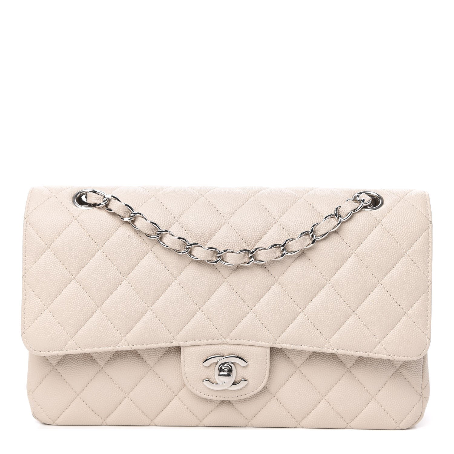 Chanel Caviar Quilted Medium Double Flap Light Beige 1 of 16