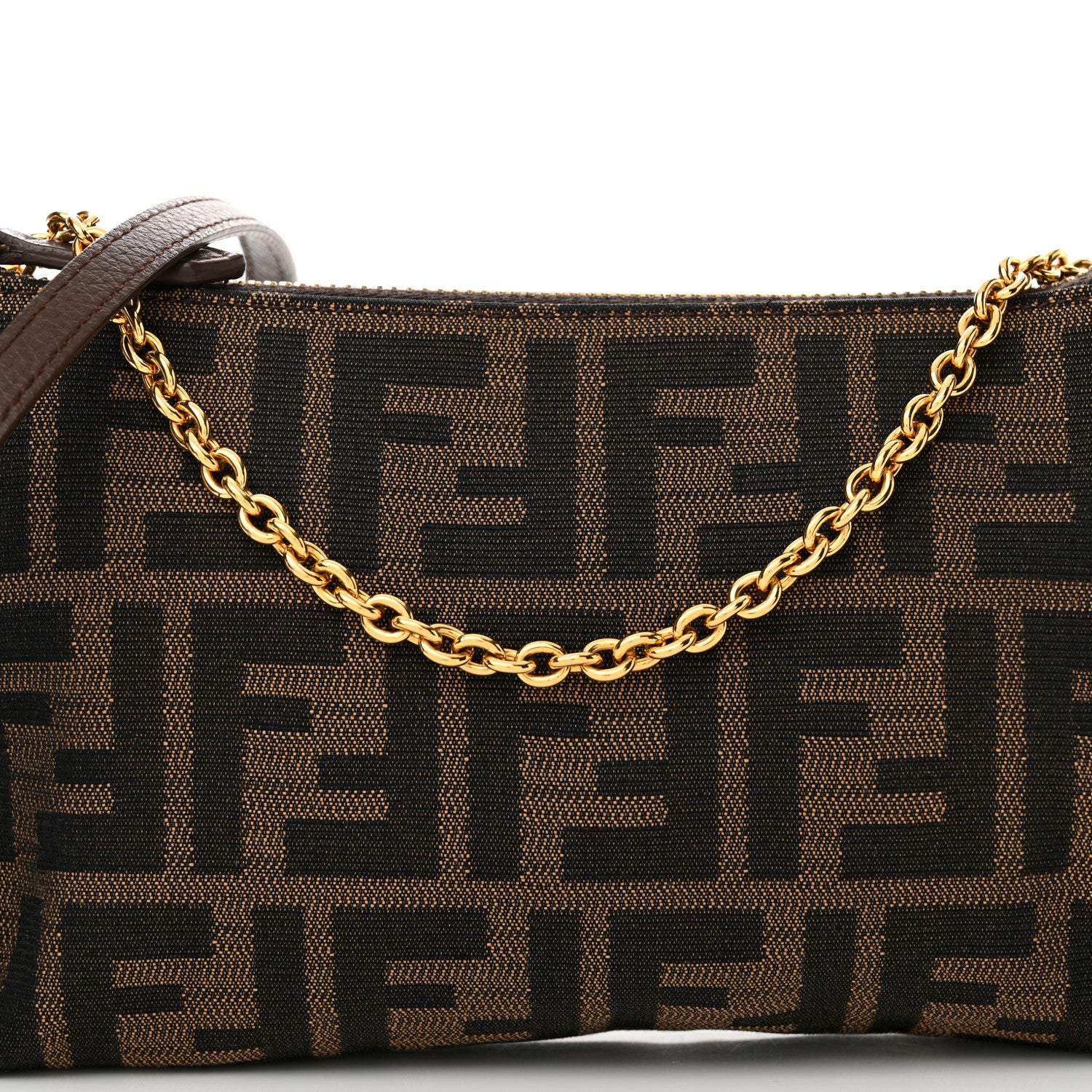 Fendi Zucca Vitello Elite Mini Pouch Crossbody Tobacco 8 of 14