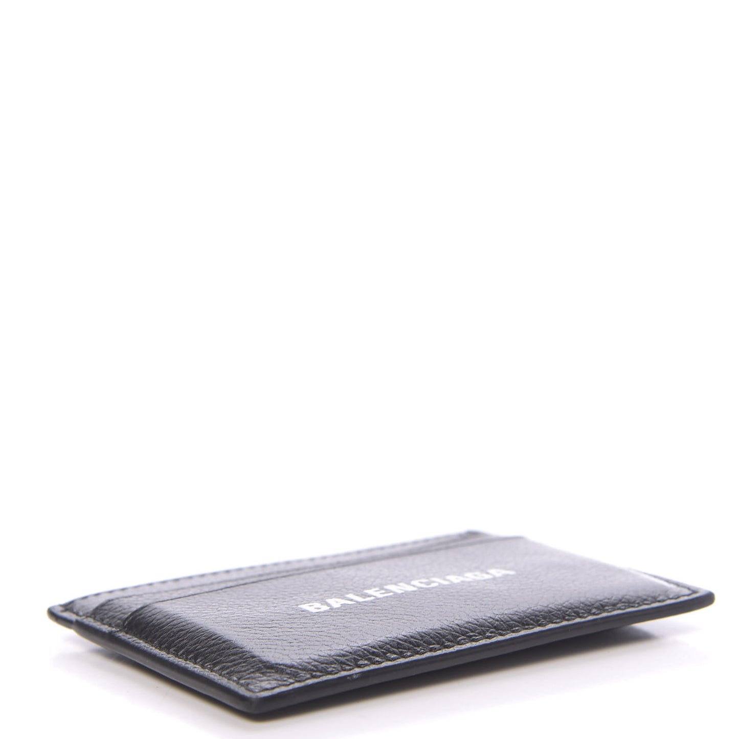 Grained Calfskin Logo Cash Card Holder Black White