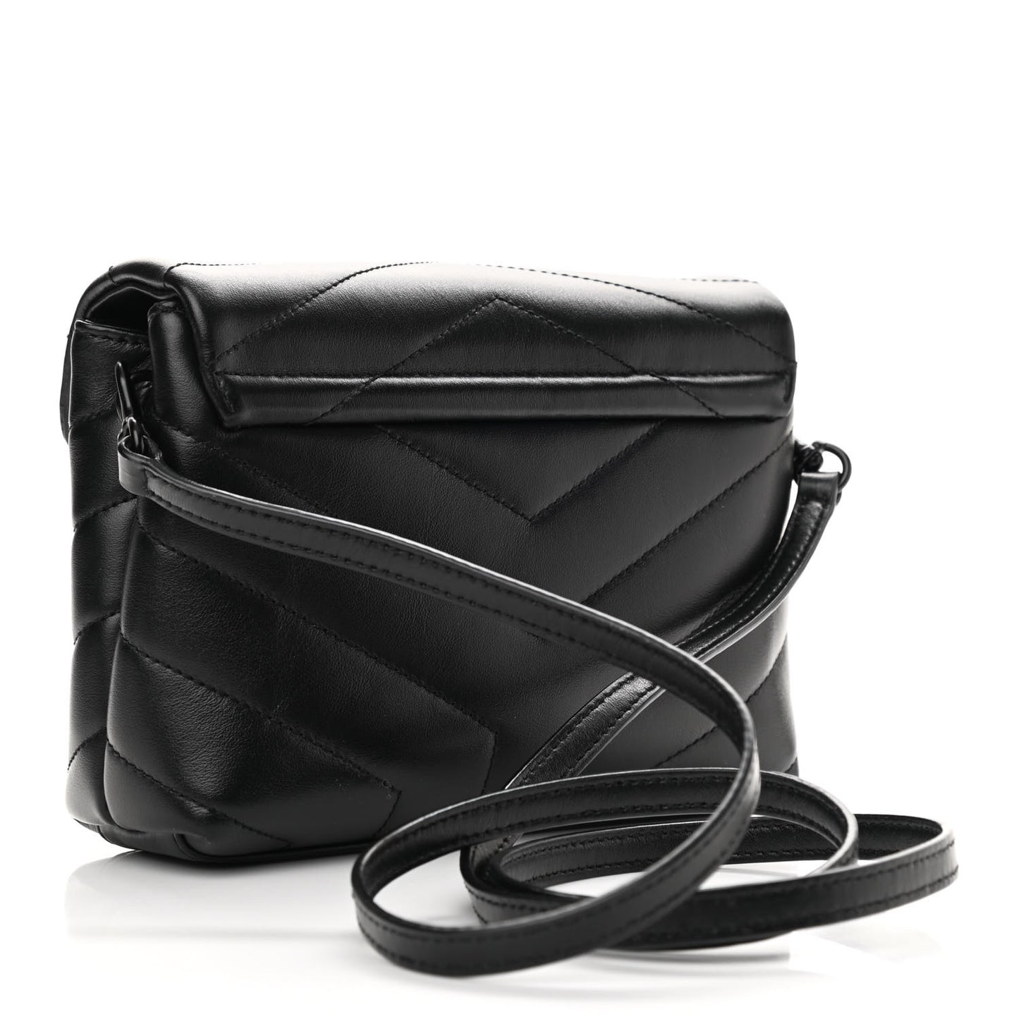 Calfskin Y Quilted Monogram Toy Loulou Crossbody Bag Black