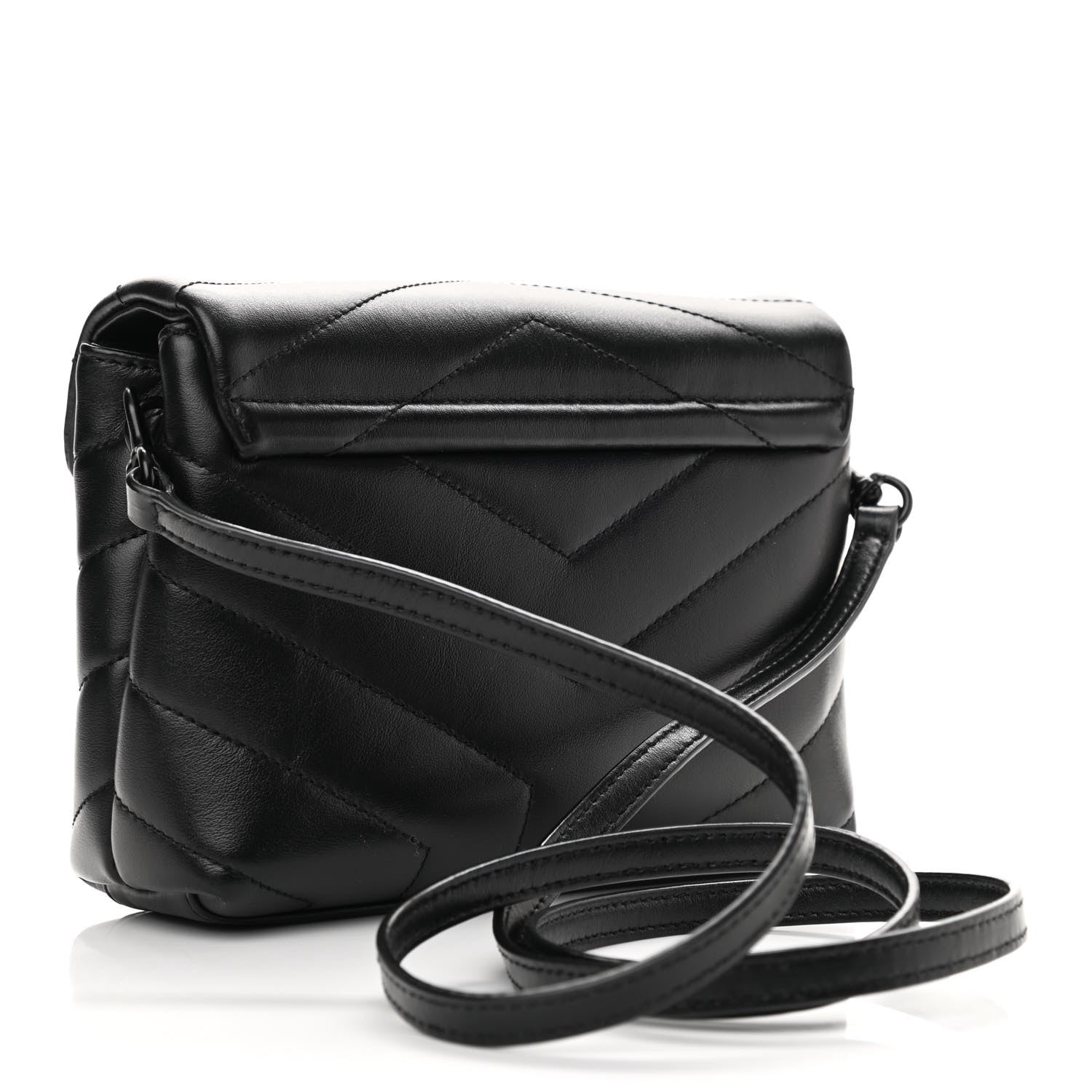 Saint Laurent Calfskin Y Quilted Monogram Toy Loulou Crossbody Bag Black 3 of 10