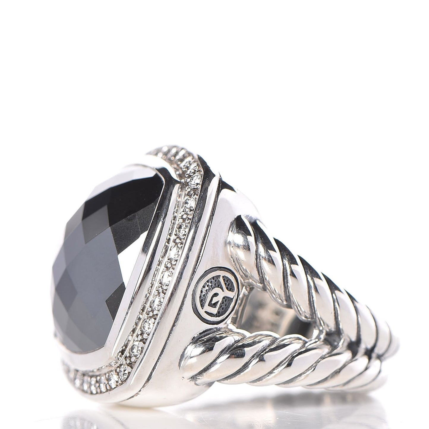 Sterling Silver Diamond Hematite 17mm Albion Ring 54 7