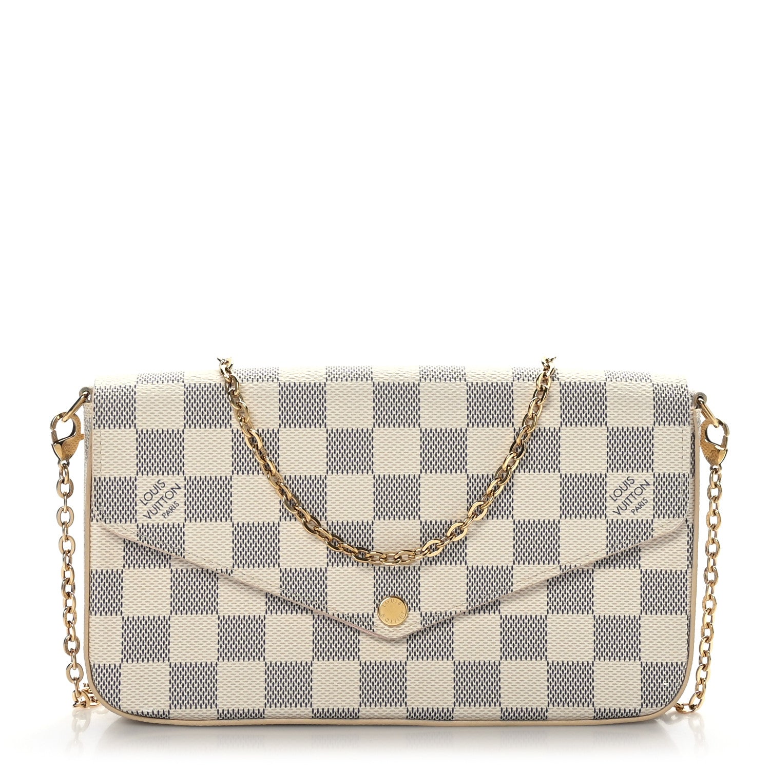 Louis Vuitton Damier Azur Pochette Felicie Chain Wallet Rose Ballerine 1 of 8