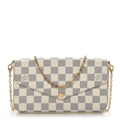 Louis Vuitton Damier Azur Pochette Felicie Chain Wallet Rose Ballerine 1 of 8