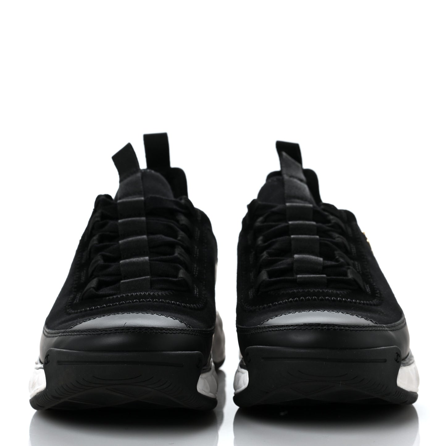 Velvet Calfskin Mixed Fibers CC Sneakers 37.5 Black