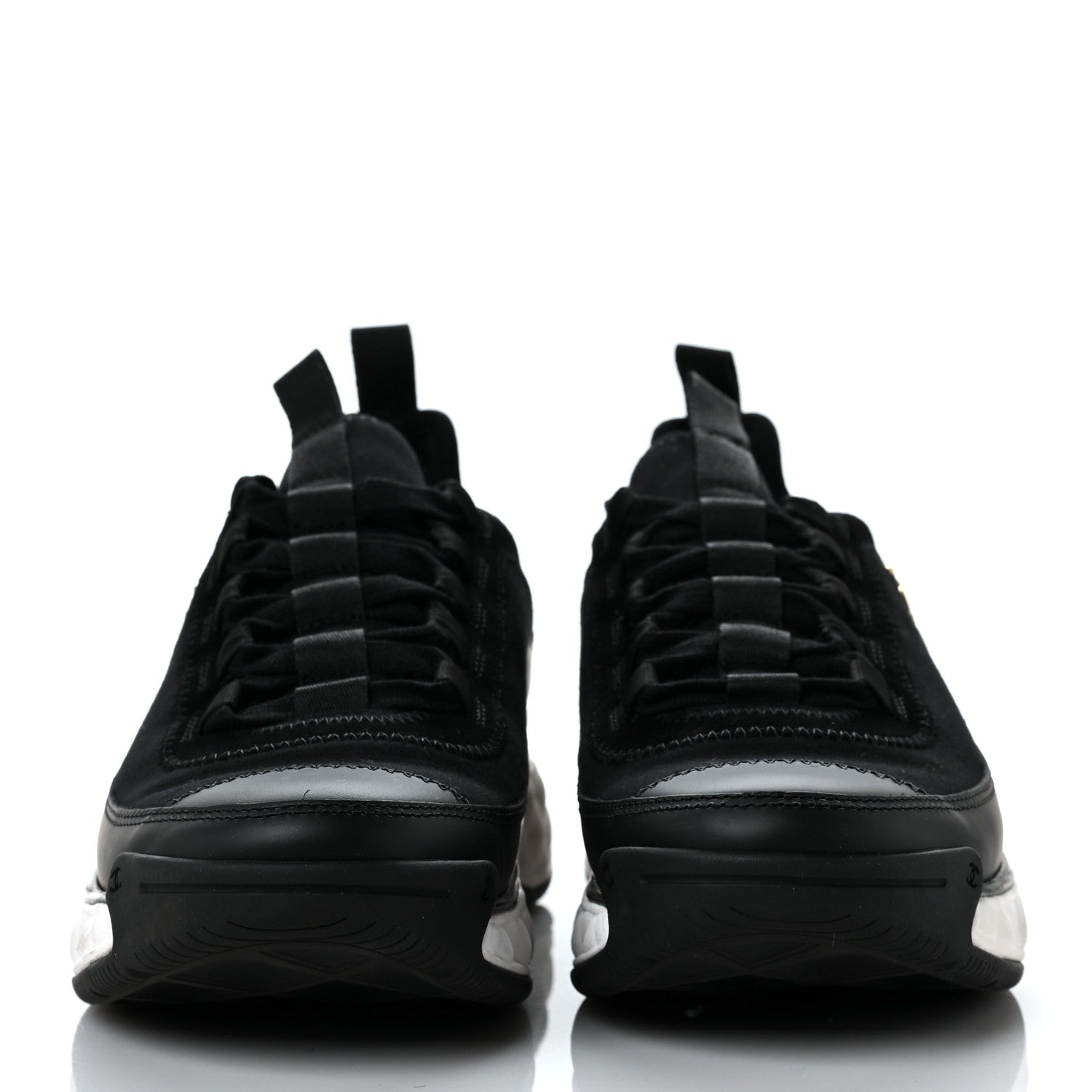 Chanel Velvet Calfskin Mixed Fibers CC Sneakers 37.5 Black 2 of 8