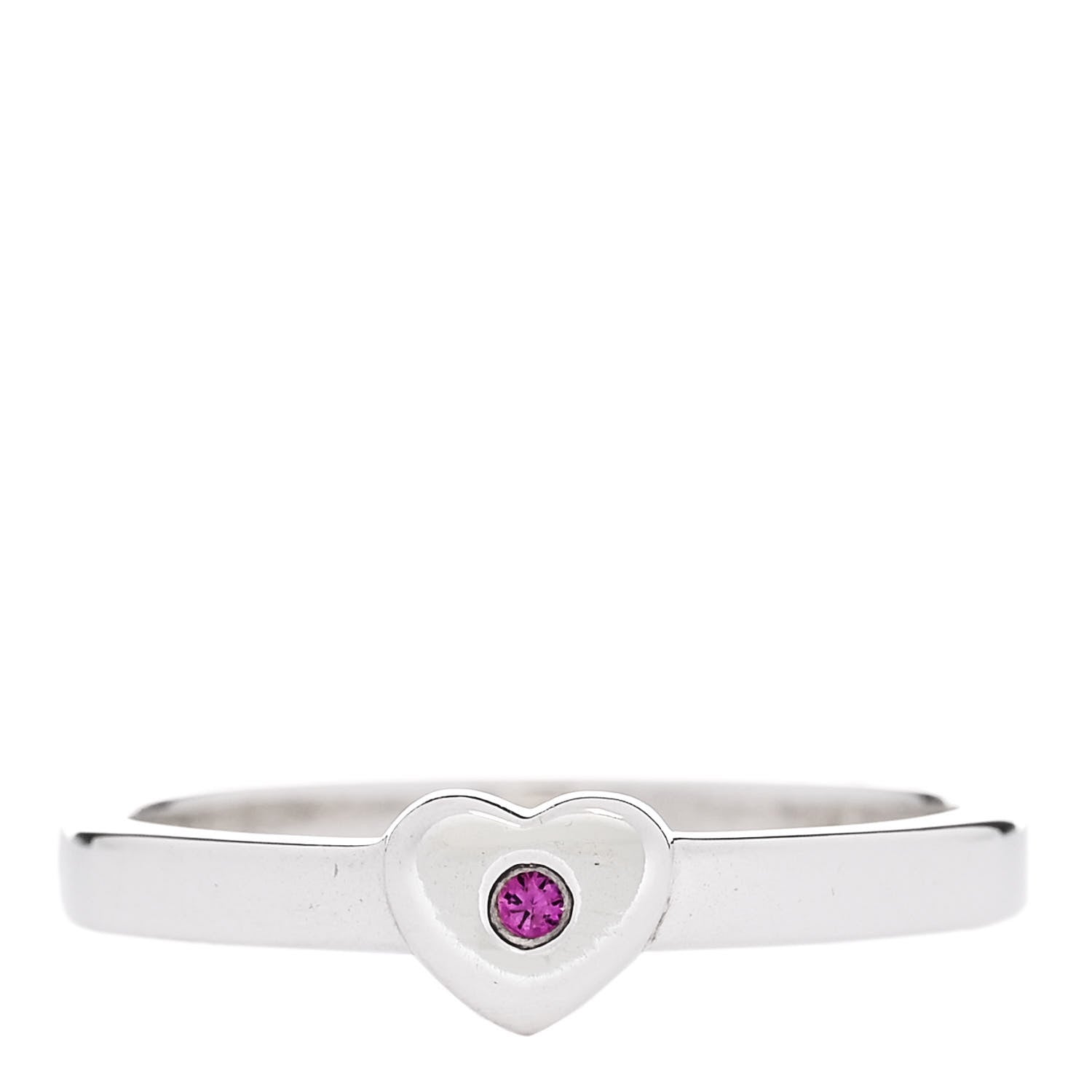 Tiffany Sterling Silver Pink Sapphire Heart Ring 56 7.5 1 of 6