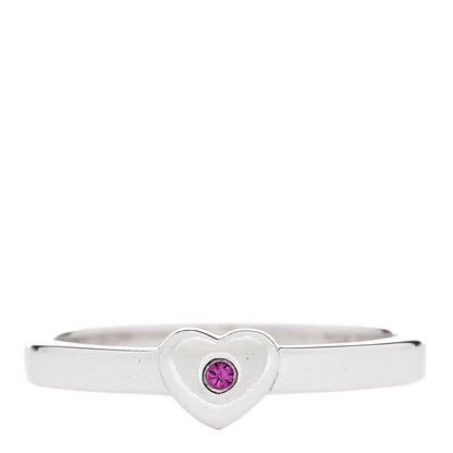 Tiffany Sterling Silver Pink Sapphire Heart Ring 56 7.5 1 of 6