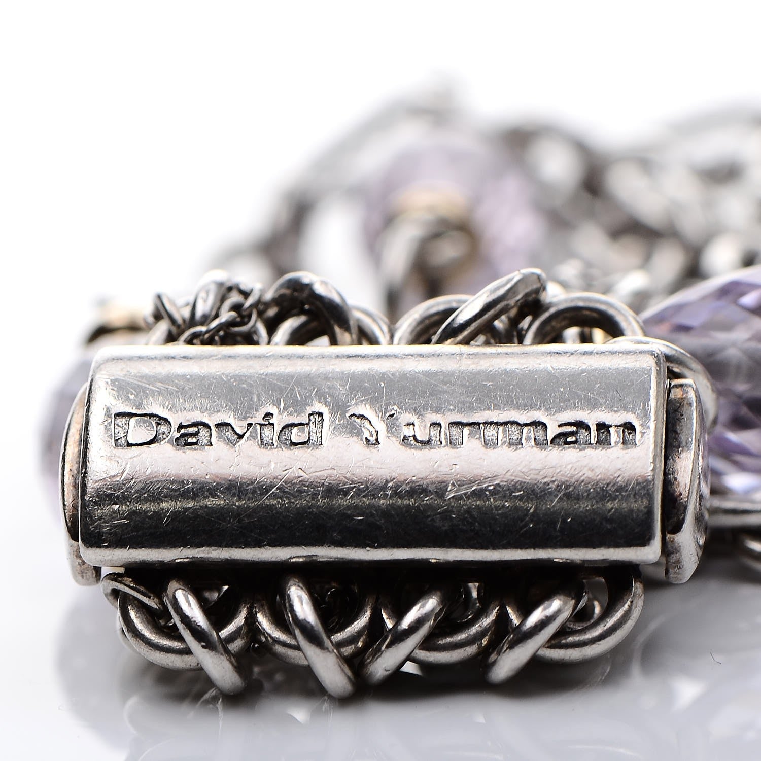 David Yurman Sterling Silver Amethyst Multi-Strand Figaro Bracelet 4 of 4
