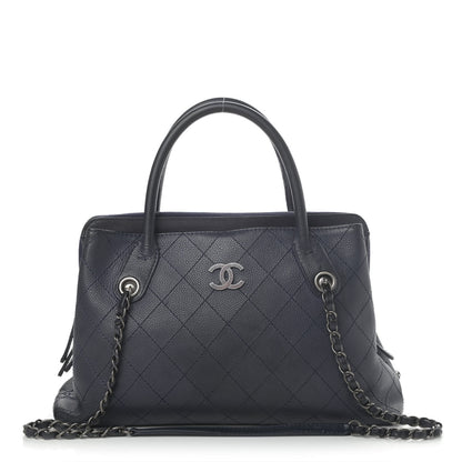Chanel Grained Vegetal Calfskin Small Urban Shopping Tote Navy 1 of 4