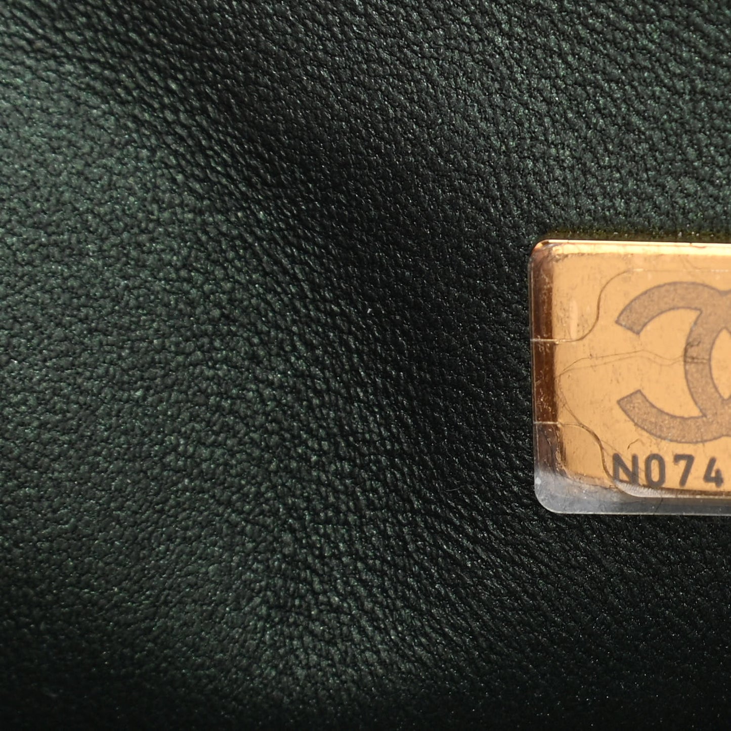 Iridescent Lambskin Quilted Mini Top Handle Rectangular Flap Dark Green