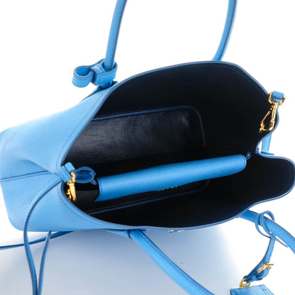 Prada Saffiano Cuir Medium Double Bag Mare Bluette 5 of 8
