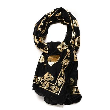 Alexander McQueen Modal Cashmere Skull Scarf Black Gold 4 of 7