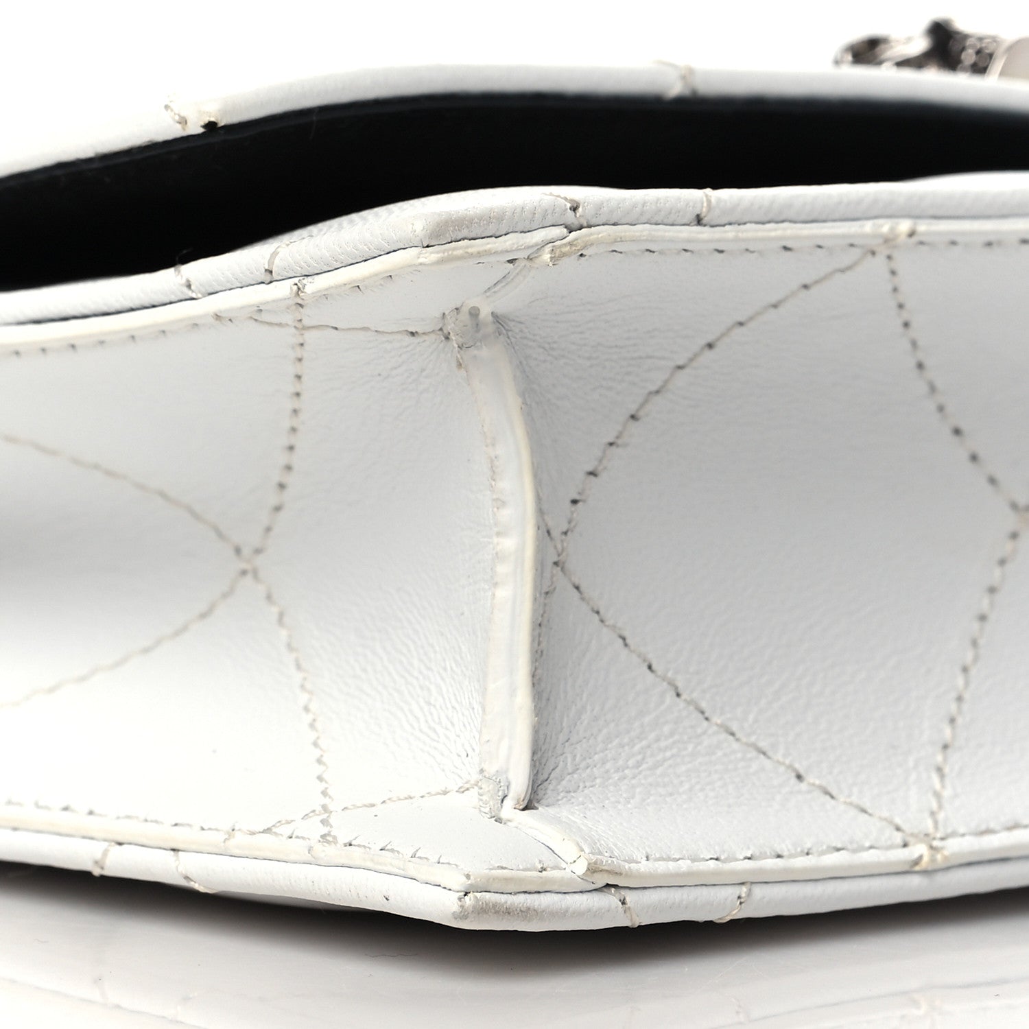 Alexander McQueen Calfskin Quilted Graffiti Skull Mini Chain Crossbody Bag White Silver 8 of 9