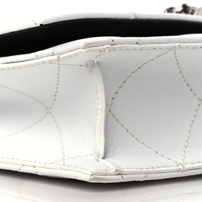 Alexander McQueen Calfskin Quilted Graffiti Skull Mini Chain Crossbody Bag White Silver 8 of 9