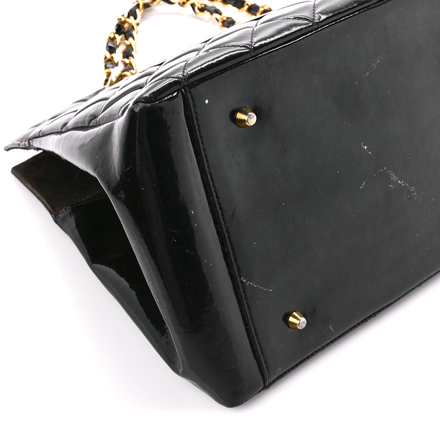 Chanel Patent Quilted Grand Shopping Tote GST Black 10 of 14