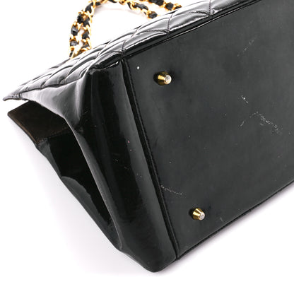 Chanel Patent Quilted Grand Shopping Tote GST Black 10 of 14
