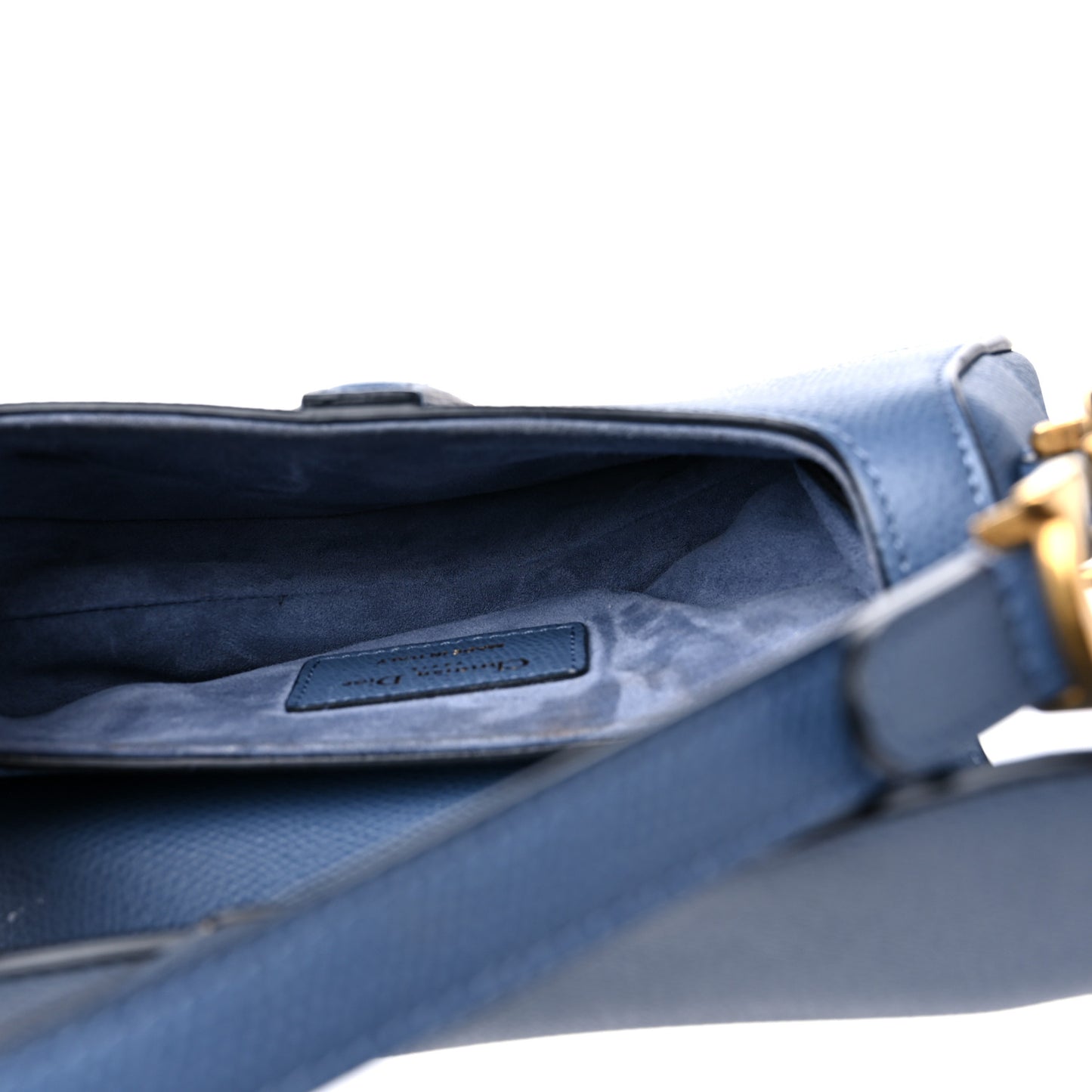 Grained Calfskin Mini Saddle Bag Denim Blue