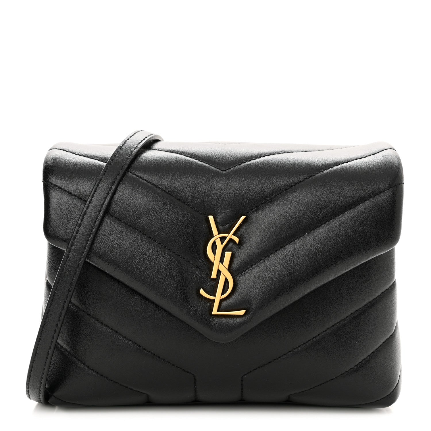 Saint Laurent Calfskin Y Quilted Monogram Toy Loulou Crossbody Bag Black 1 of 12