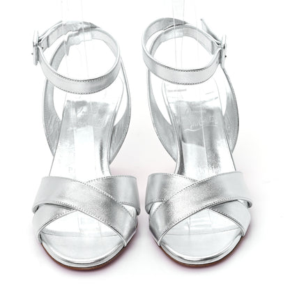 Christian Louboutin Kid Laminato Mariza 85 Sandals 37.5 Silver 3 of 10