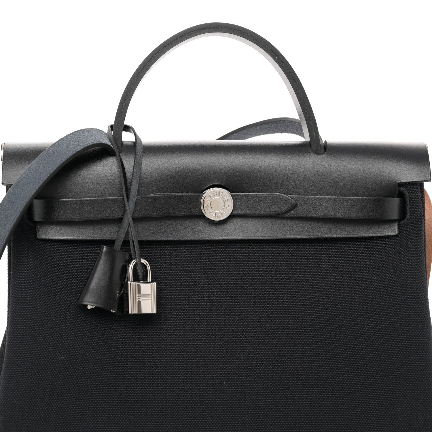 Hermes Military Toile Vache Hunter Horseshoe Herbag Zip Retourne 31 PM Black 9 of 12