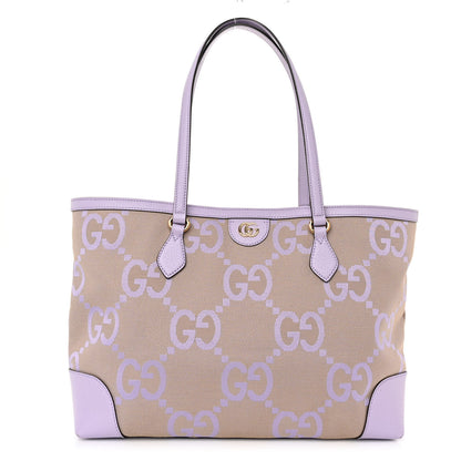 Gucci Monogram Jumbo GG Textured Dollar Calfskin Medium Ophidia Shopping Tote Beige Lapis 1 of 9