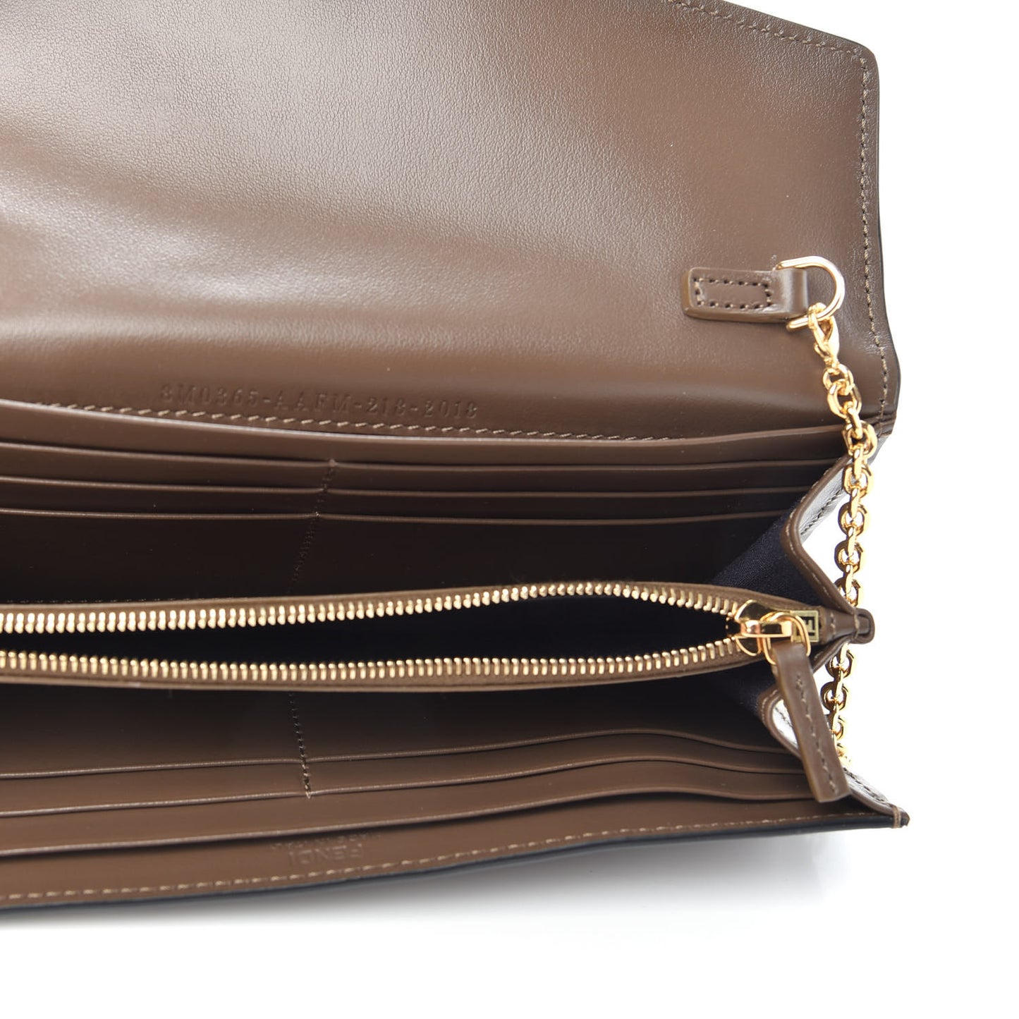 Vitello Soft F is Fendi Bi-Color FF 1974 Embossed Continental Envelope Wallet On Chain Maya Black