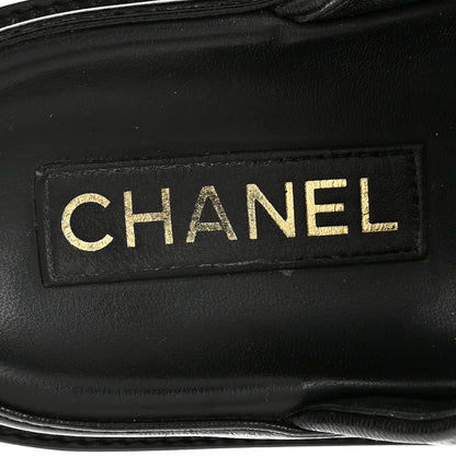 Chanel Lambskin Quilted Velcro Dad Chain CC Slide Sandals 36 Black 7 of 10