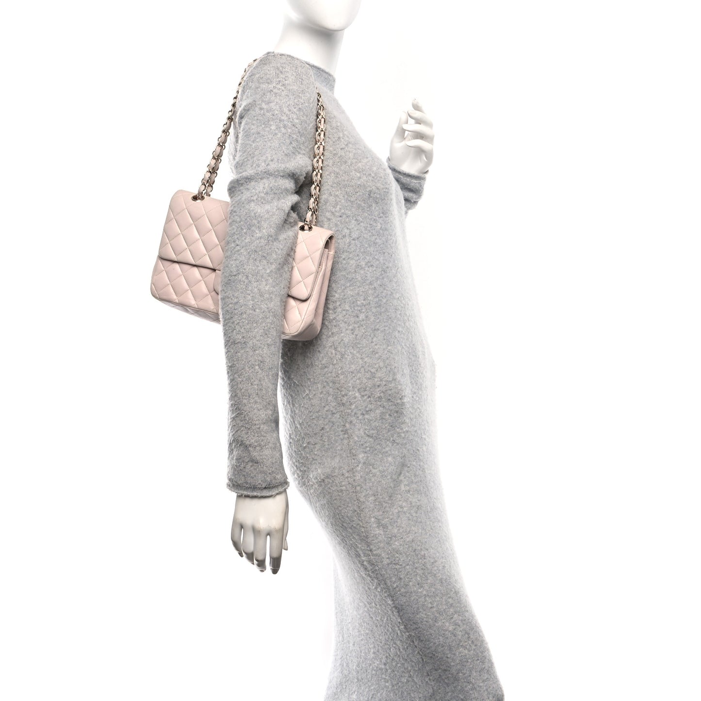 Lambskin Quilted Medium Double Flap Light Pink