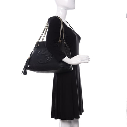 Gucci Pebbled Calfskin Medium Soho Chain Shoulder Bag Black 2 of 9