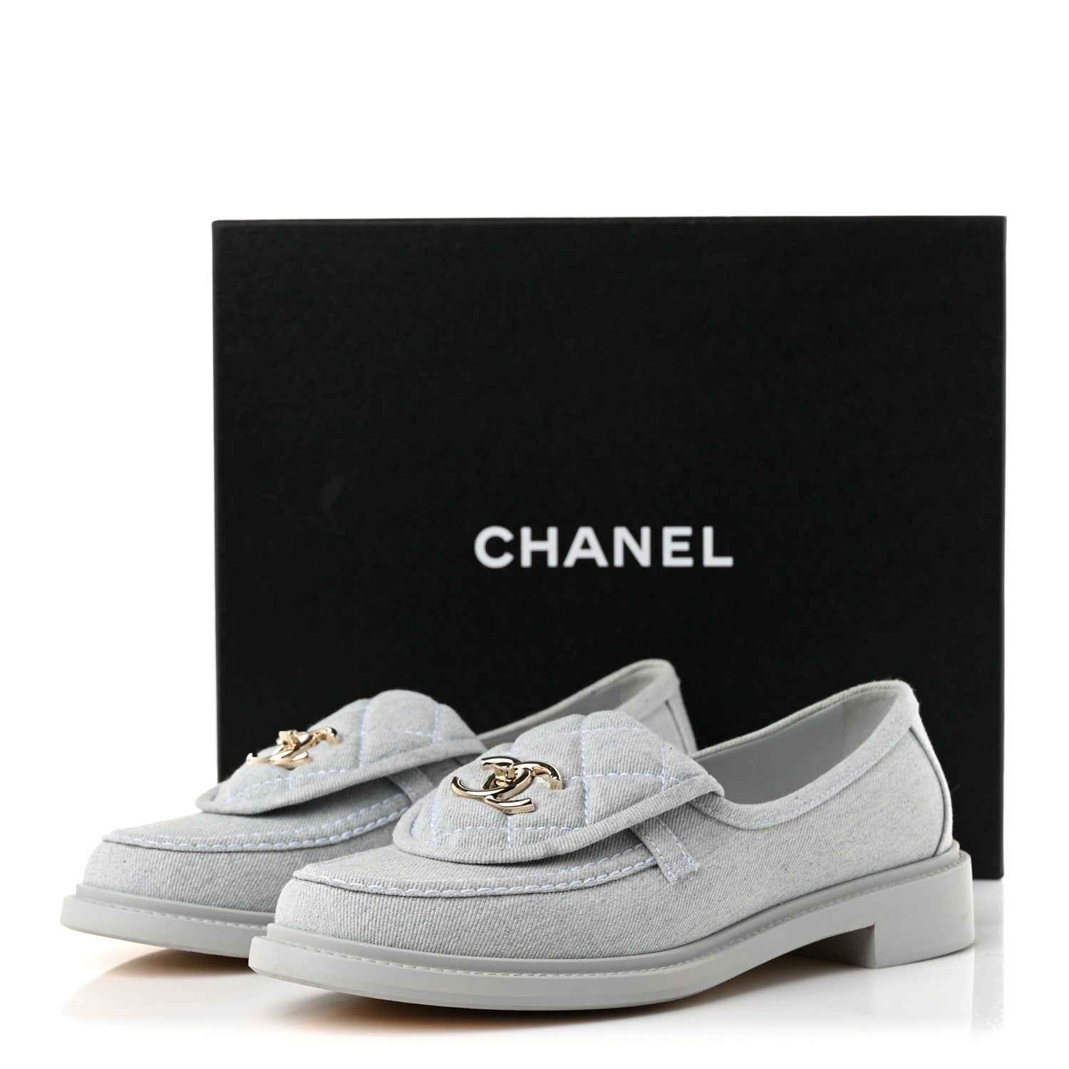Chanel Denim CC Turnlock Loafers 40 Blue 10 of 10