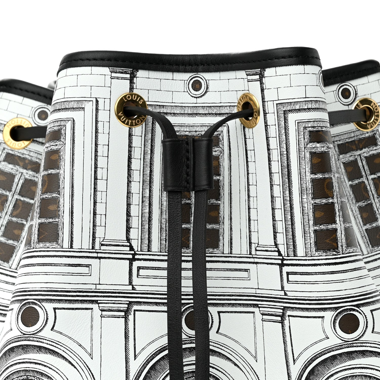 Louis Vuitton X FORNASETTI Calfskin Architettura Noe MM Black White 7 of 9