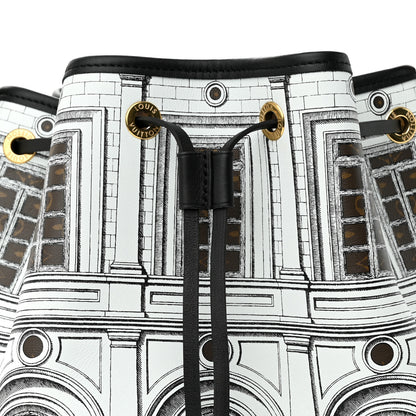 Louis Vuitton X FORNASETTI Calfskin Architettura Noe MM Black White 7 of 9