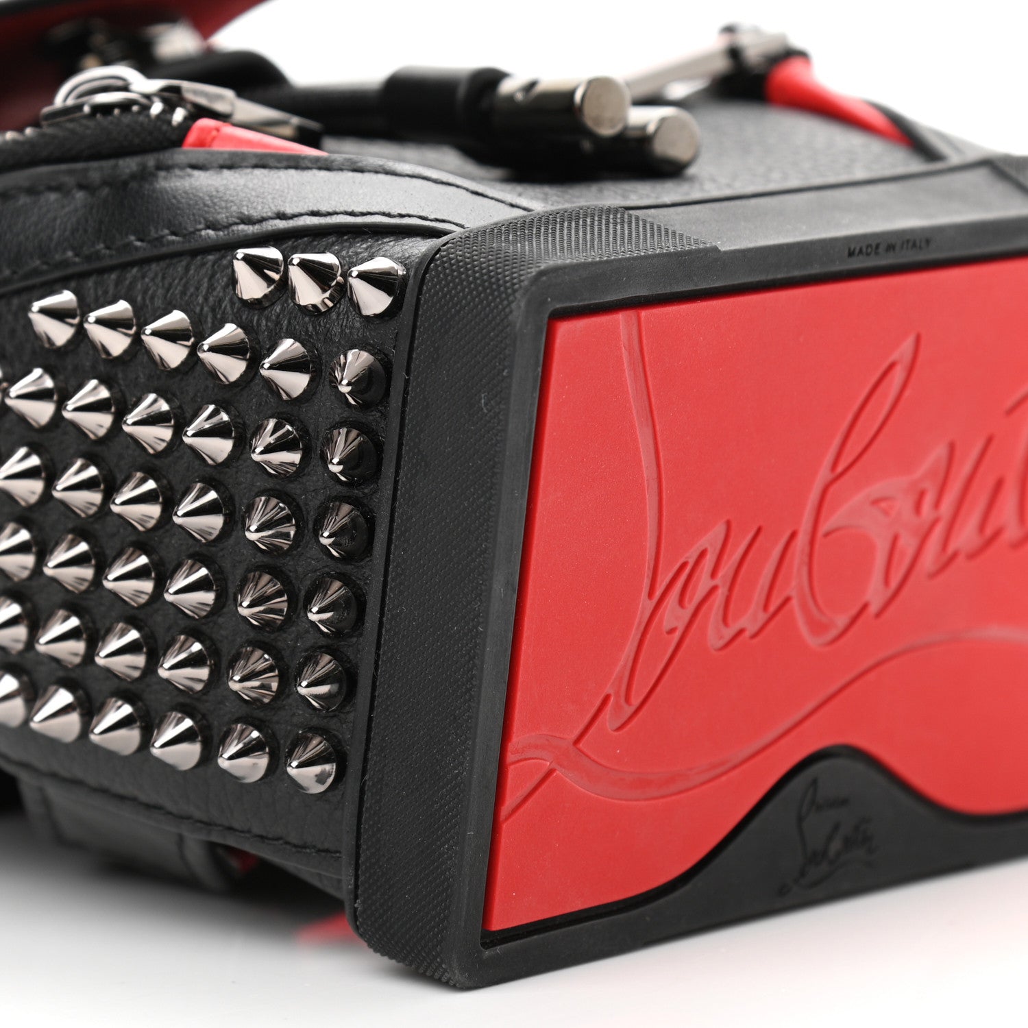 Christian Louboutin Calfskin Spiked Mini Explorafunk Keyring Bag Black 8 of 10