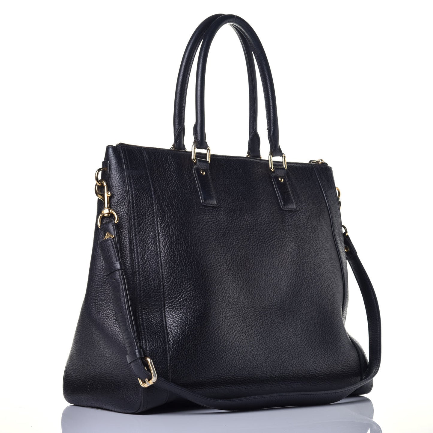 Grained Calfskin Studded Tote Black