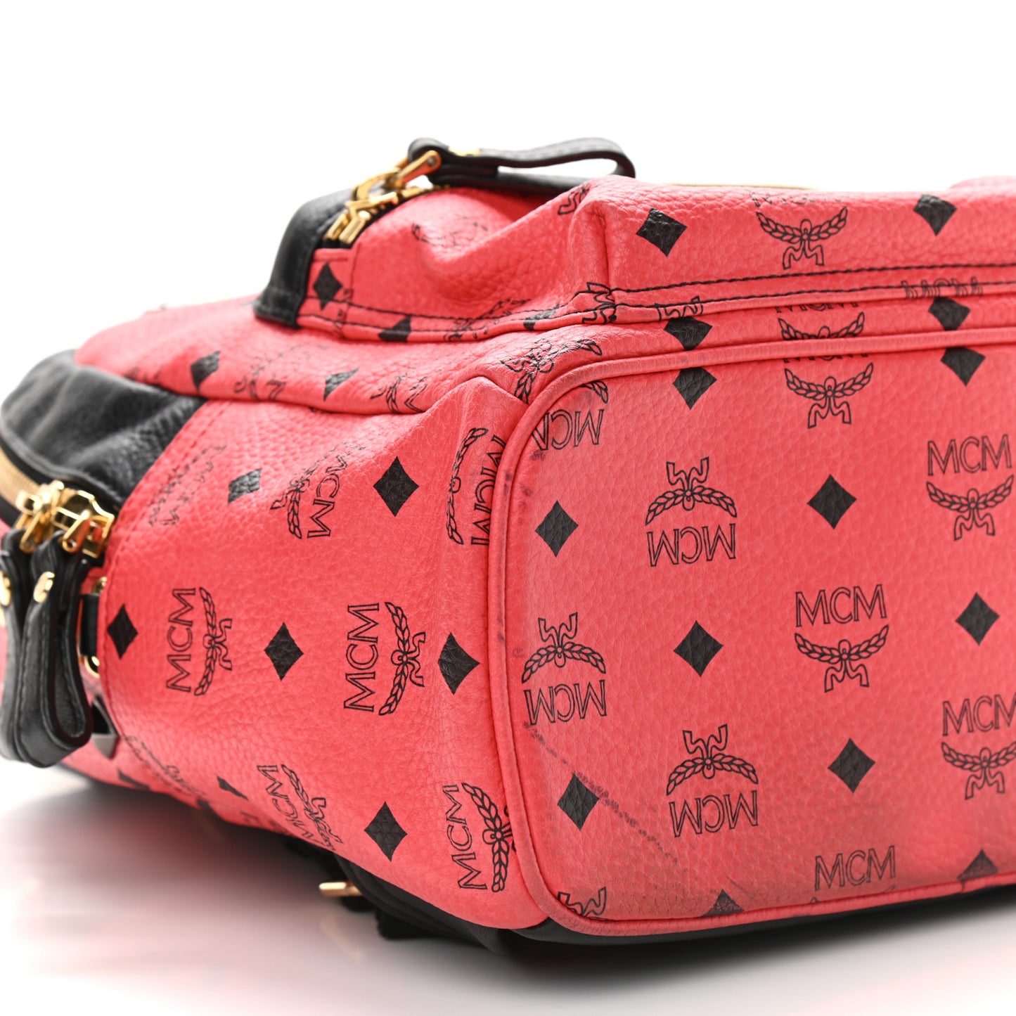 Visetos Studded Colorblock Small Stark Brock Backpack Coral Black