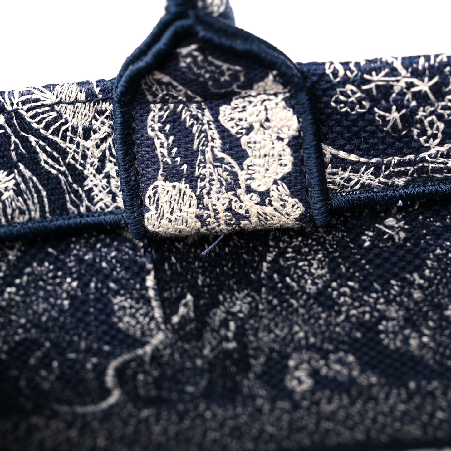 Canvas Embroidered Medium Toile De Jouy Reverse Book Tote Blue