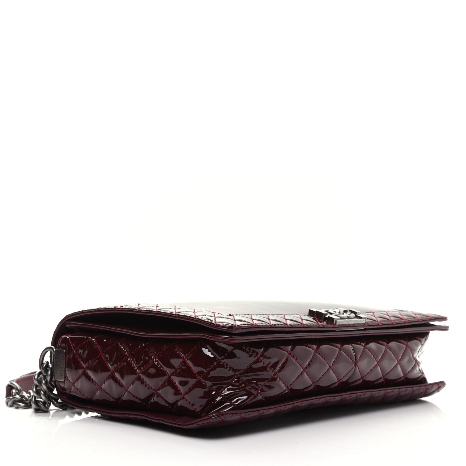 Chanel Patent Large Boy Reverso Flap Burgundy 5 of 13