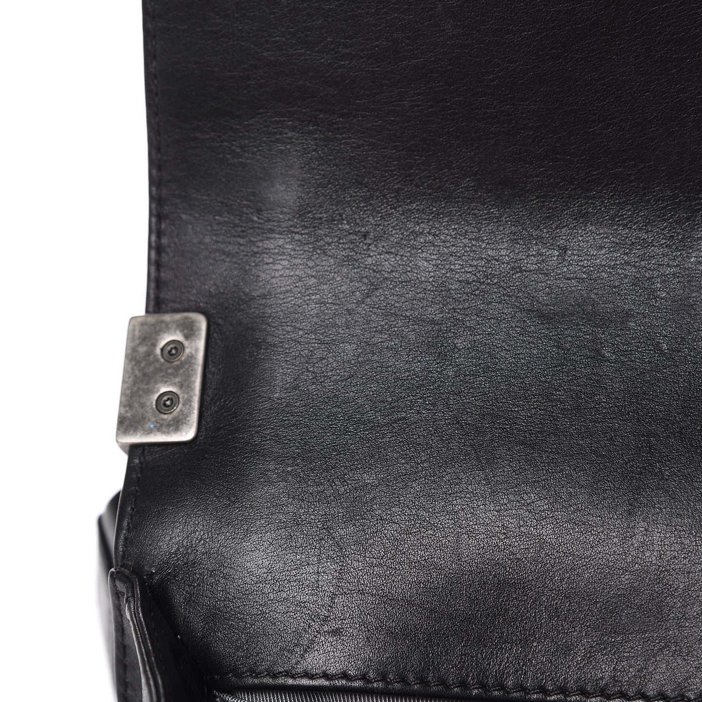 Calfskin Chevron Quilted Small Boy Flap Black