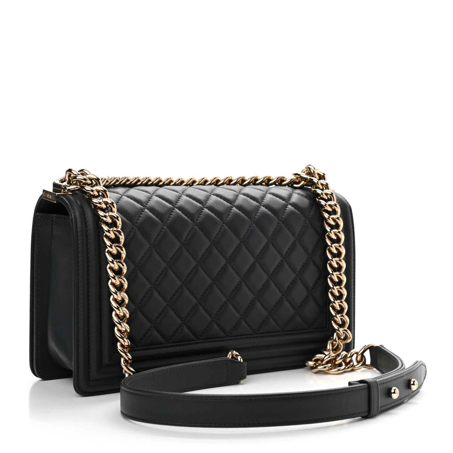 Chanel Lambskin Quilted Medium Boy Flap Dark Grey 2 of 9